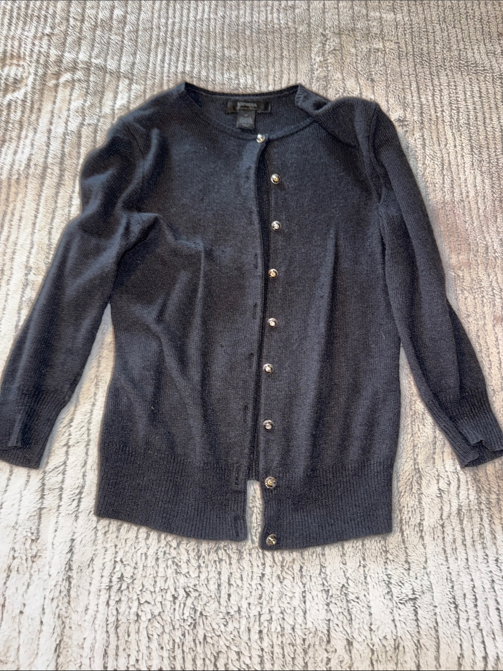 Express Women’s Black Button-Front Crewneck Cardigan